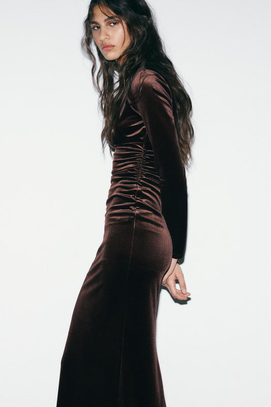 VELVET MIDI DRESS