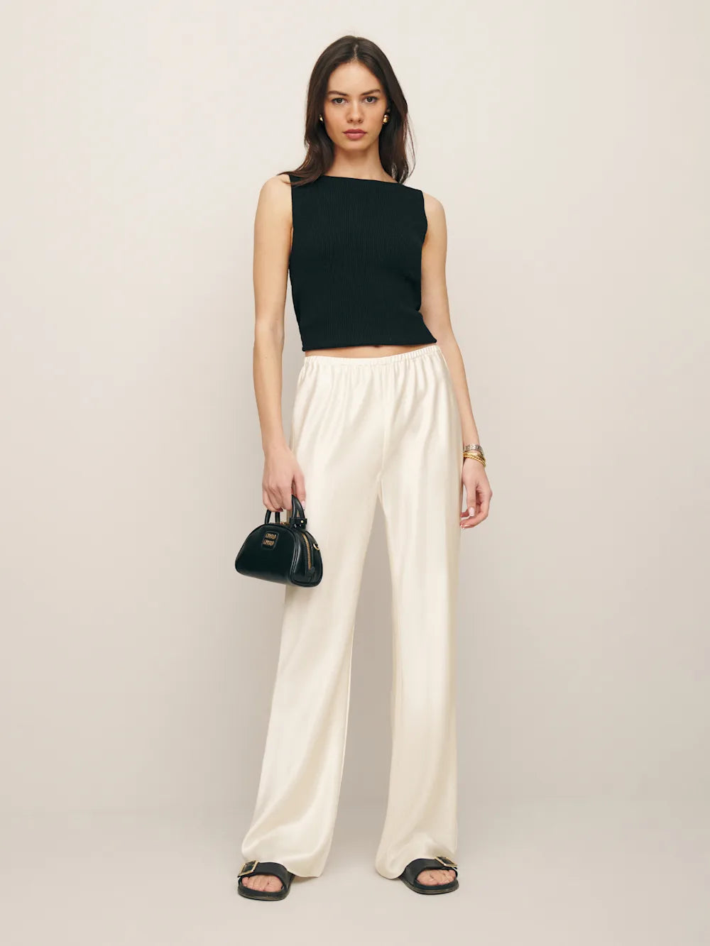 Satin Mid-Rise Pants