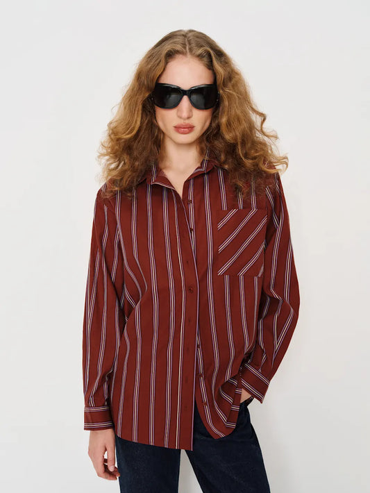 Red Oversized Striped Shirt