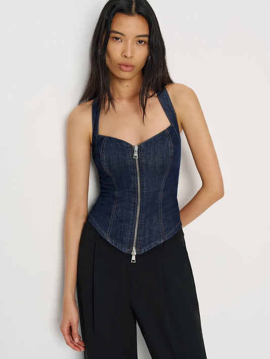 Zipped Denim Top