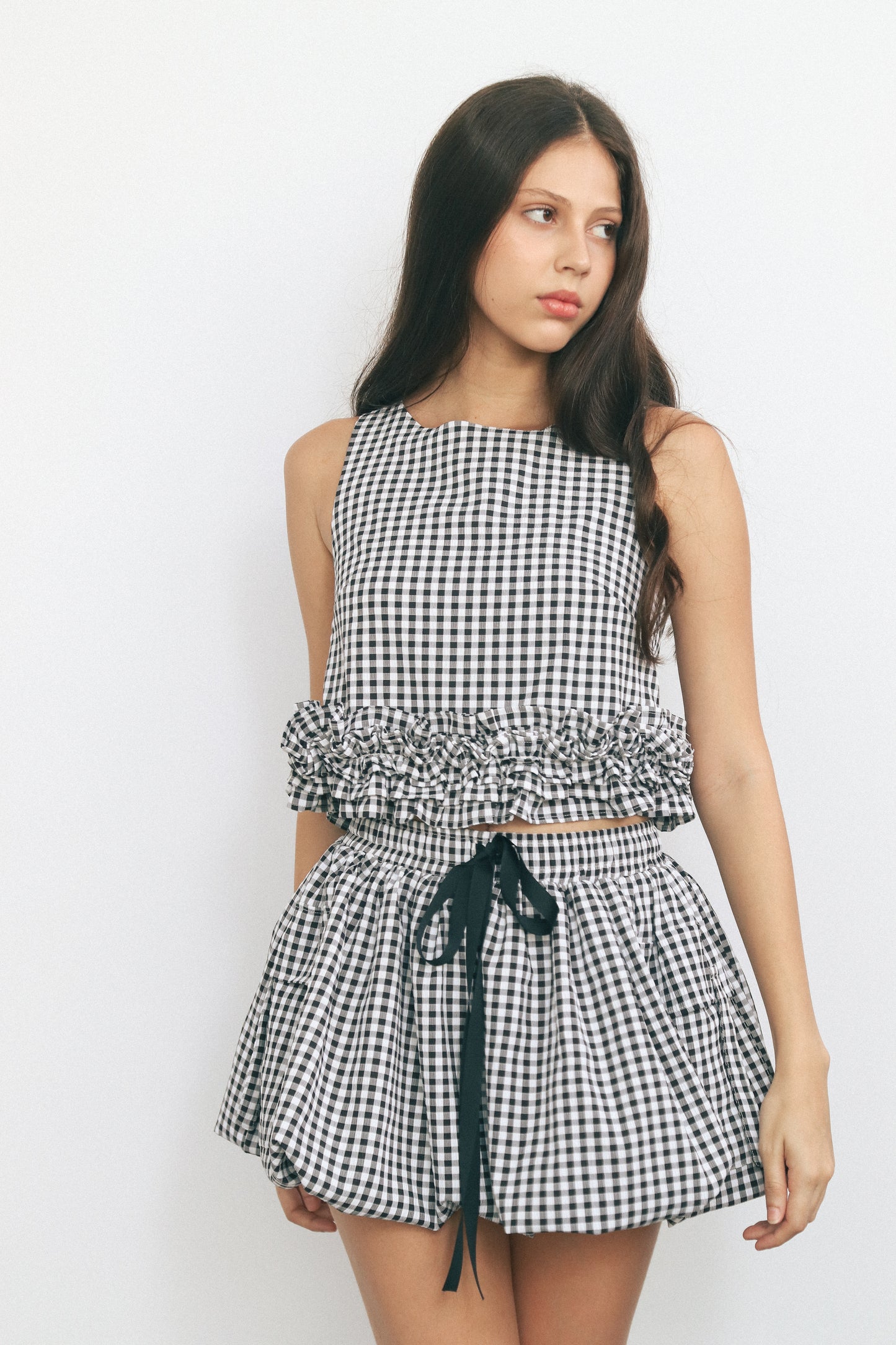 ÁO CROPTOP CARO VIỀN BÈO