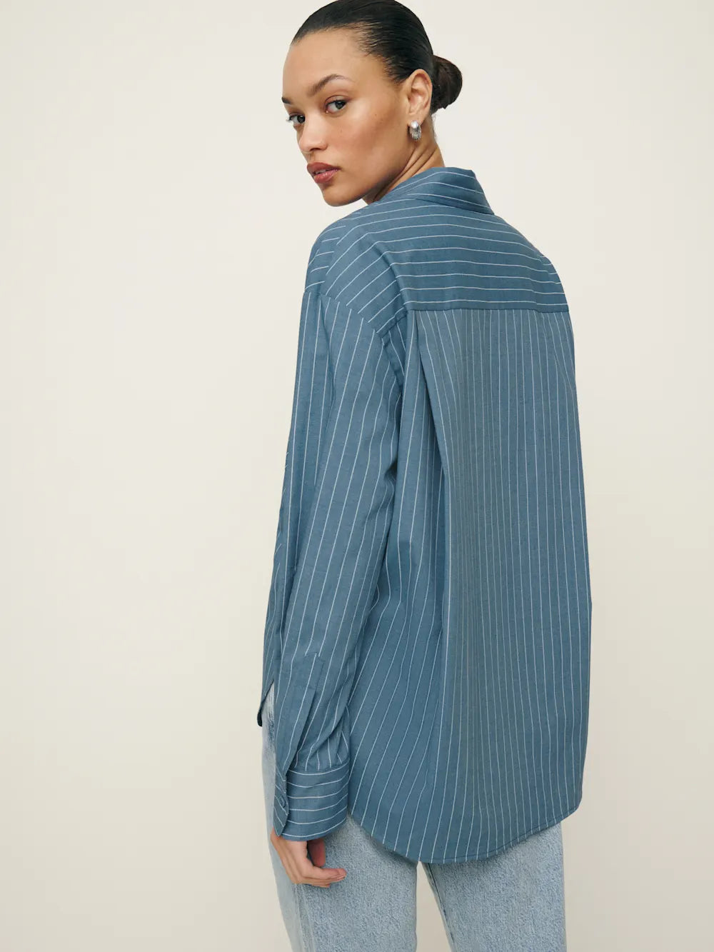 Blue Striped Oversized Shirt