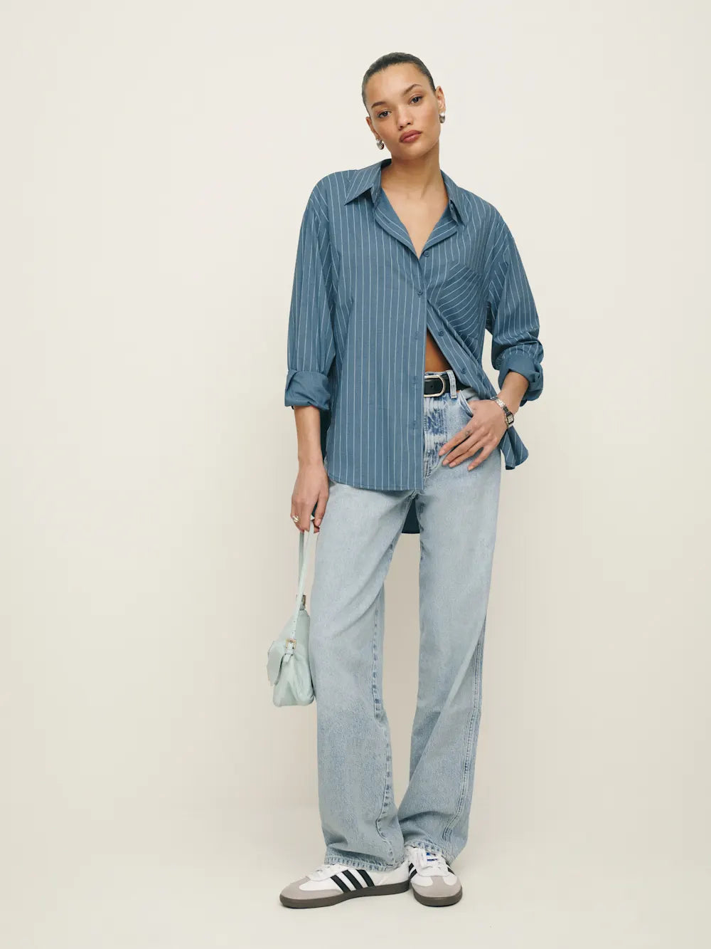 Blue Striped Oversized Shirt