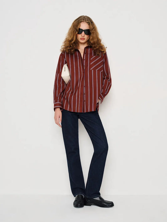 Red Oversized Striped Shirt