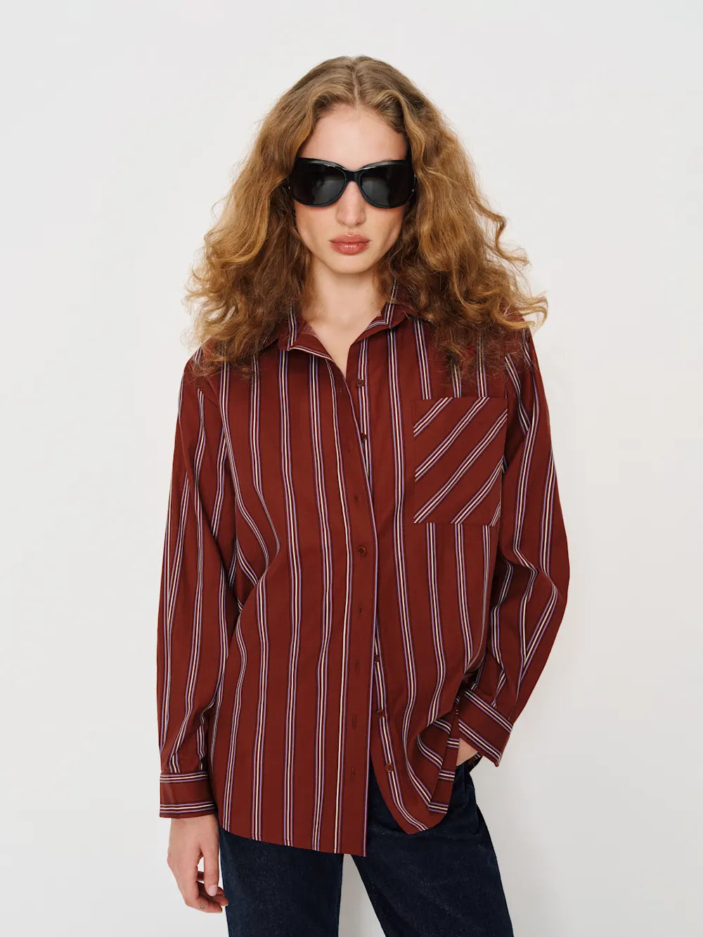 Red Oversized Striped Shirt