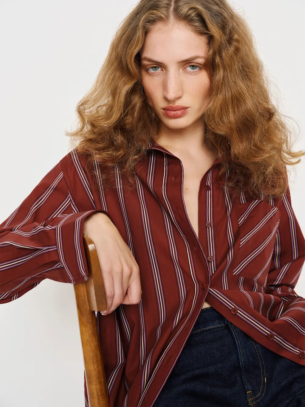 Red Oversized Striped Shirt