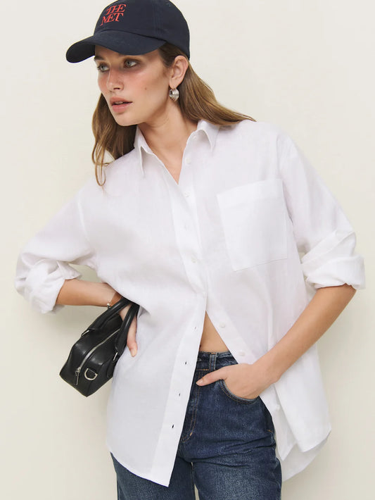 White Oversized Linen Shirt