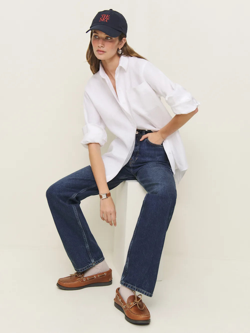 White Oversized Linen Shirt