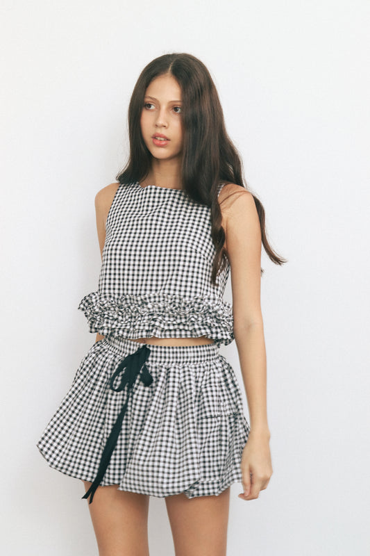 ÁO CROPTOP CARO VIỀN BÈO